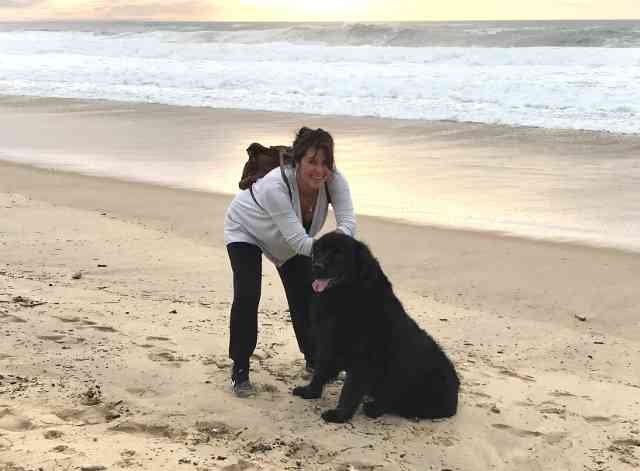 Debbie and Nell enjoying a walk  on the beach nr Bayonne in S.W.France on their way from Wetherby in N.Yorks to their new home in Nerja, Málaga in S.Spain.